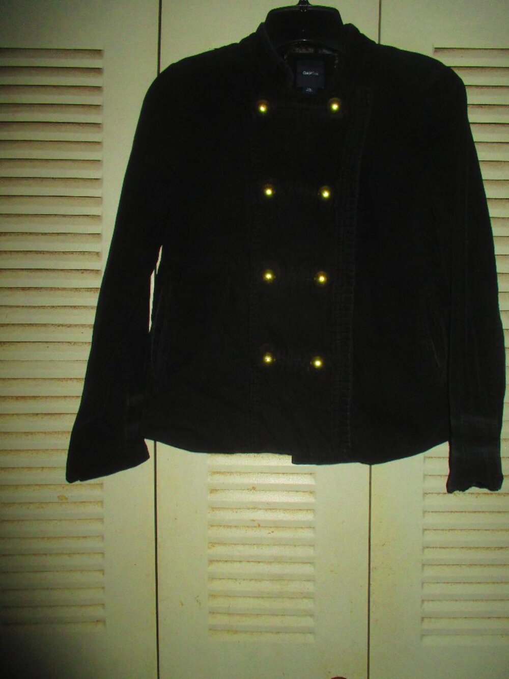 Gap Kids Corduroy Double Breasted Jacket Girls XXL 14-16 BLACK Preppy